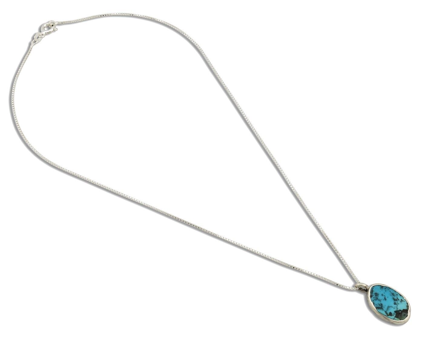 Navajo Handmade Necklace 925 Silver Blue Turquoise Native Artist C.80's
