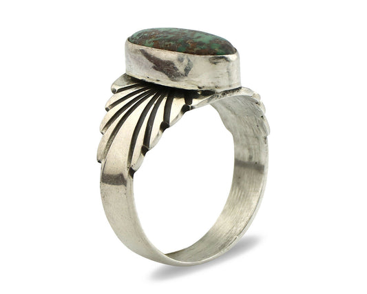 Navajo Ring .925 Silver Blue Green Arizona Turquoise Artist Signed Apache C.80's