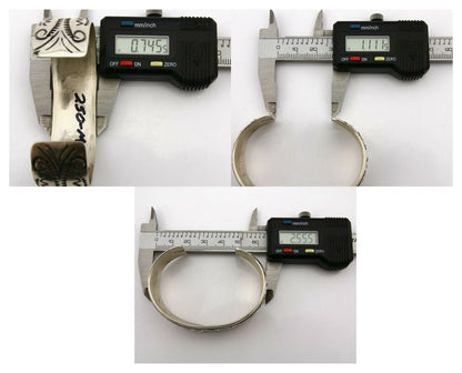 Navajo Bracelet .925 Silver Turquoise & Coral Cuff Signed Stanley Bain C.80's