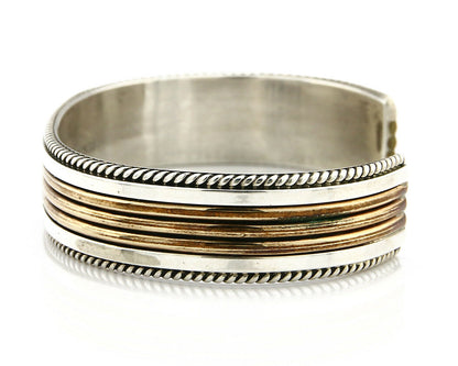 Navajo Bracelet SOLID .925 Silver & 12K Gold Filled Signed Artist TAHE C1980's