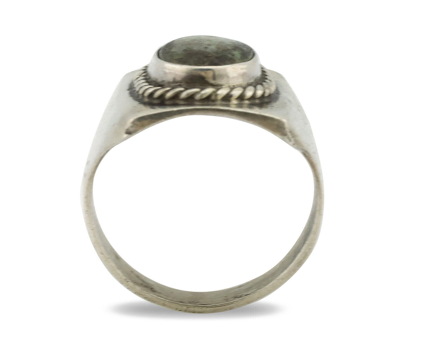Navajo Ring .925 Silver Green Turquoise Handmade Native American Artist C.1980s