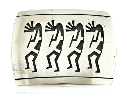 Women's Hopi Belt Buckle .925 Silver Signed Gene Pooyouma Kokopelli C.80's