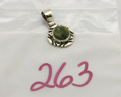 Navajo Necklace .925 Silver Damele Variscite Signed Sun C.1980's