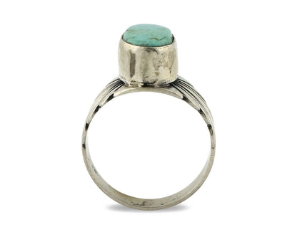 Navajo Ring .925 Silver Kingman Turquoise Artist Signed Apache C.80's
