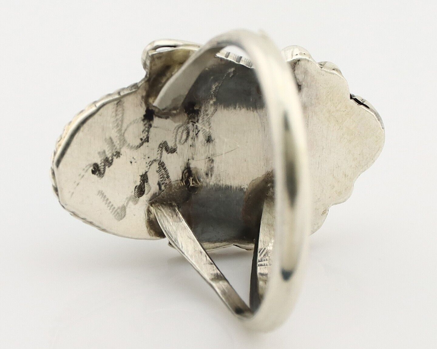 Navajo Inlaid Ring 925 Silver Blue Turquoise Artist Signed Justin Morris C.80s