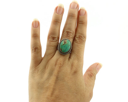 Navajo Ring 925 Silver Turq Mtn Turquoise Native American Signed C.80's