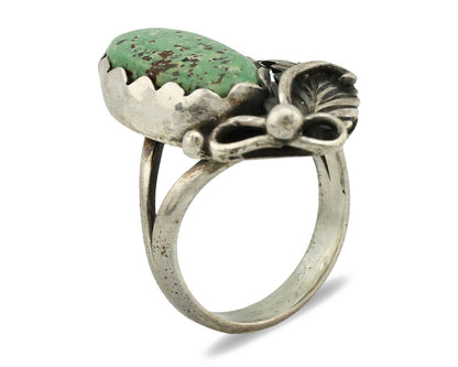 Navajo Ring .925 Silver Kingman Turquoise Native American Signed C.80's