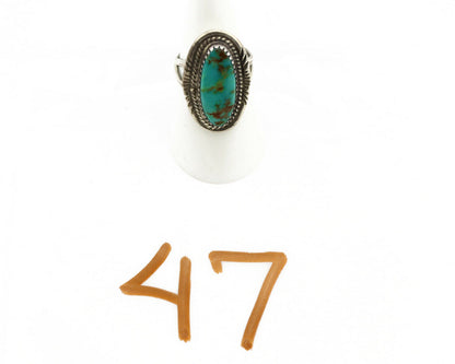 Navajo Ring .925 Silver Nevada Turquoise Native American Artist C.1980's