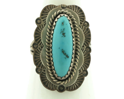 Navajo Ring 925 Silver Blue Turquoise Native American Artist C.80's