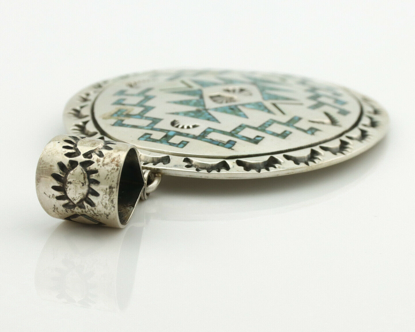 Navajo Necklace .925 Silver Kingman Turquoise Stanley Bain C.80's