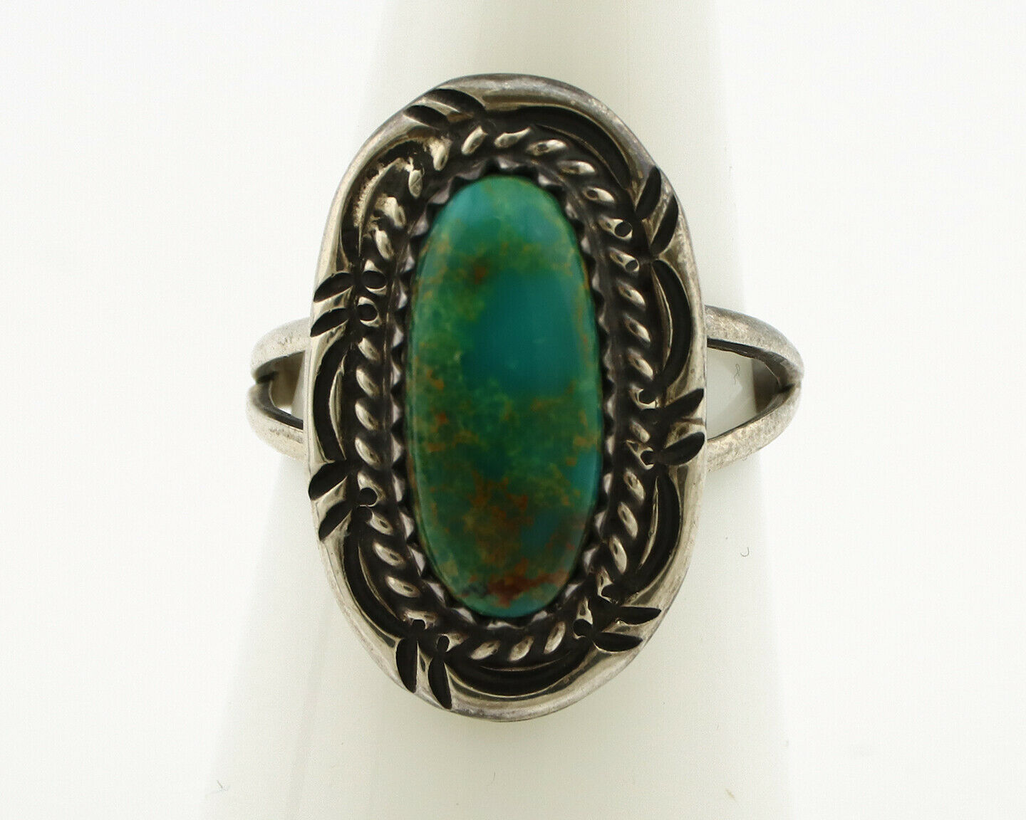Navajo Ring .925 Silver Royston Turquoise Native American Artist C.1980's