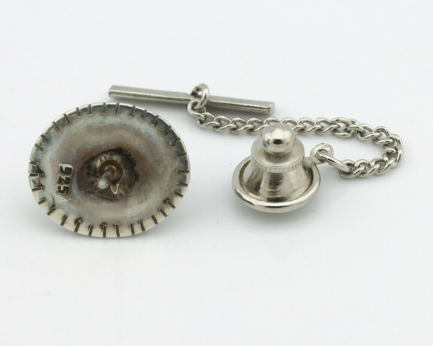 Navajo Tie Tack .925 Silver Royston Turquoise Native American Artist C.80's