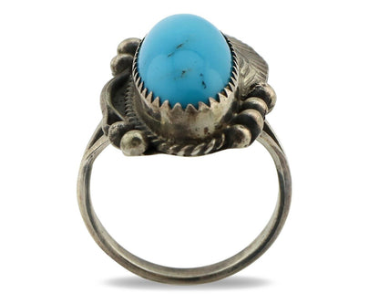 Navajo Ring 925 Silver Natural Morenci Turquoise Artist Signed Justin Morris C80