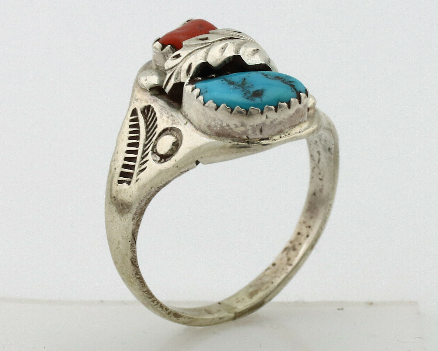 Navajo Ring .925 Silver Sleeping Beauty Turquoise Native Artist C.1980's