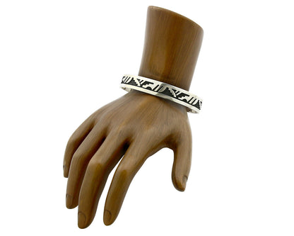 Navajo Bracelet .925 SOLID Silver Native American Artist Overlay Style C.90's
