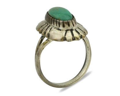 Navajo Ring .925 Silver Green Turquoise Signed M Montoya C.80's