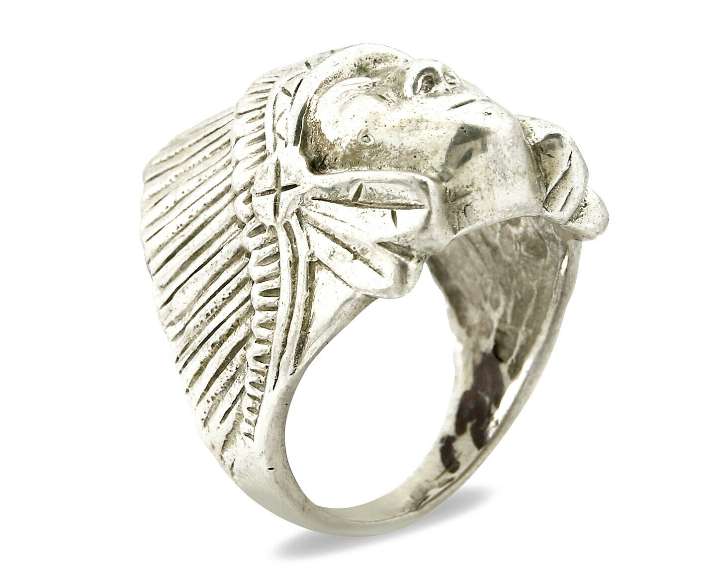 Navajo Indian War Chief Artist IT Ring .925 SOLID Sterling Silver C.80's Size 11