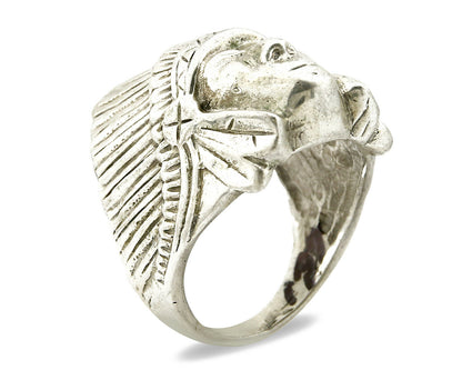 Navajo Indian War Chief Artist IT Ring .925 SOLID Sterling Silver C.80's Size 11