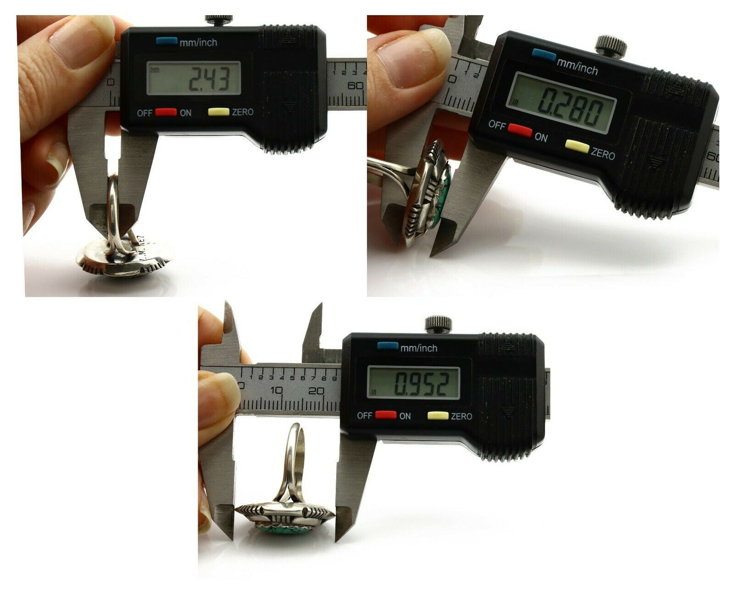 Navajo Ring .925 Silver Spiderweb Turquoise Artist Signed L. M. Nez C80s