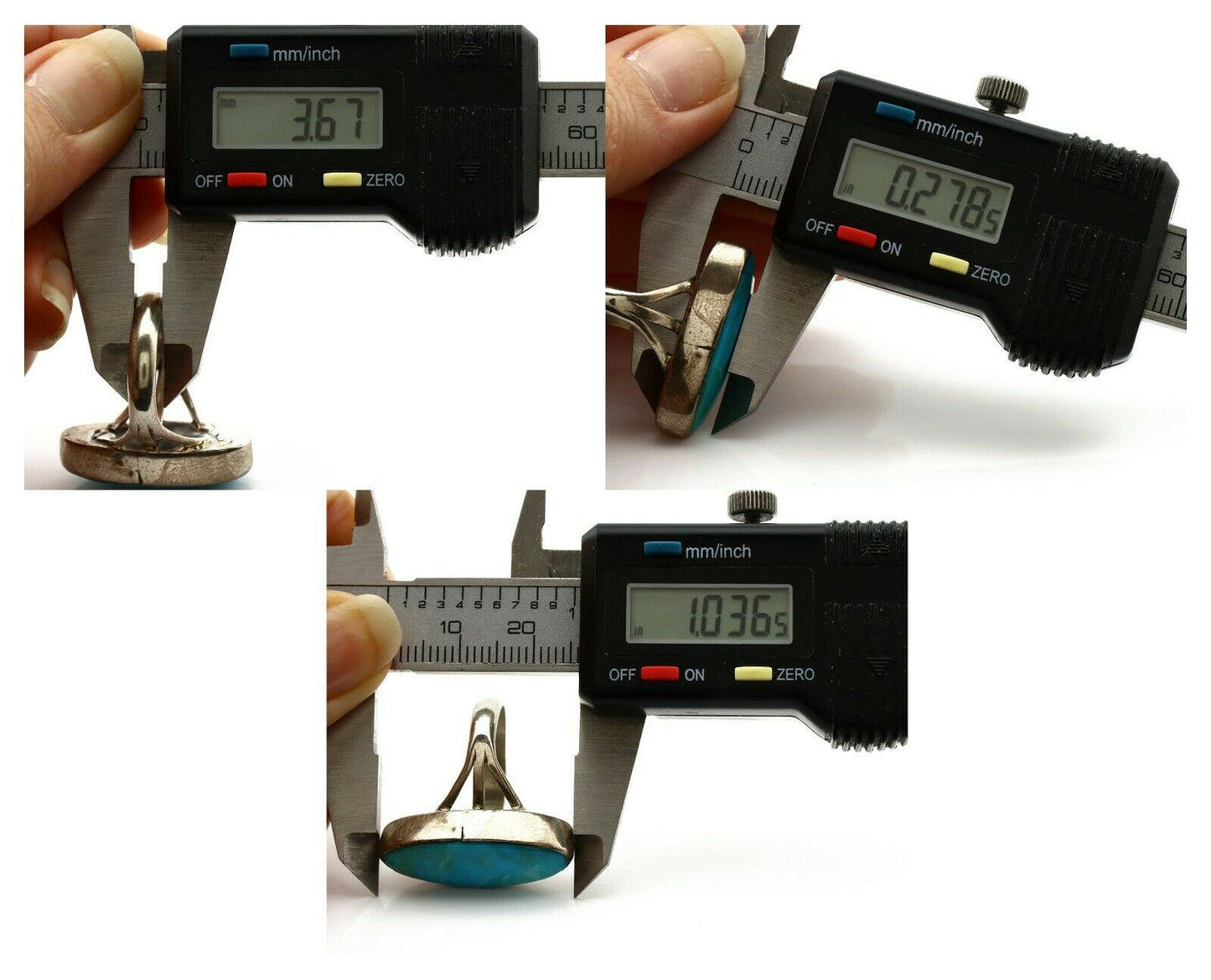 Navajo Ring .925 Silver Arizona Turquoise Native American Artist C80s