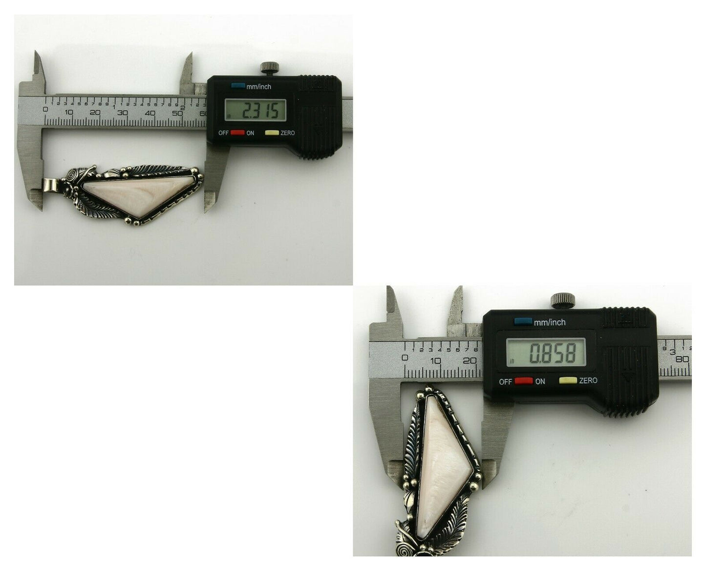 Navajo Pendant .925 Silver Real Natural Pink Mussel Signed Yazzie C.80's