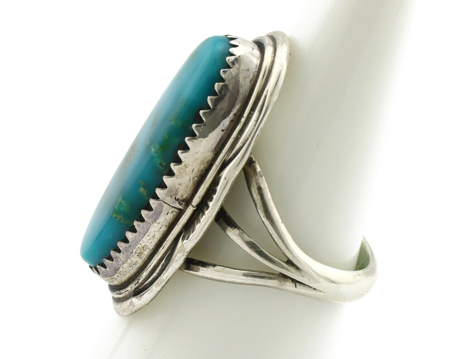Navajo Ring .925 Silver Kingman Turquoise Native American Artist C.80's