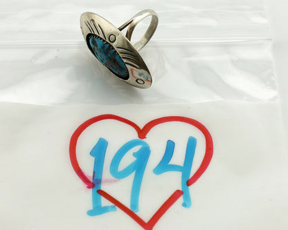 Navajo Handmade Ring .925 Silver Blue Turquoise Artist Signed WC C.1980's