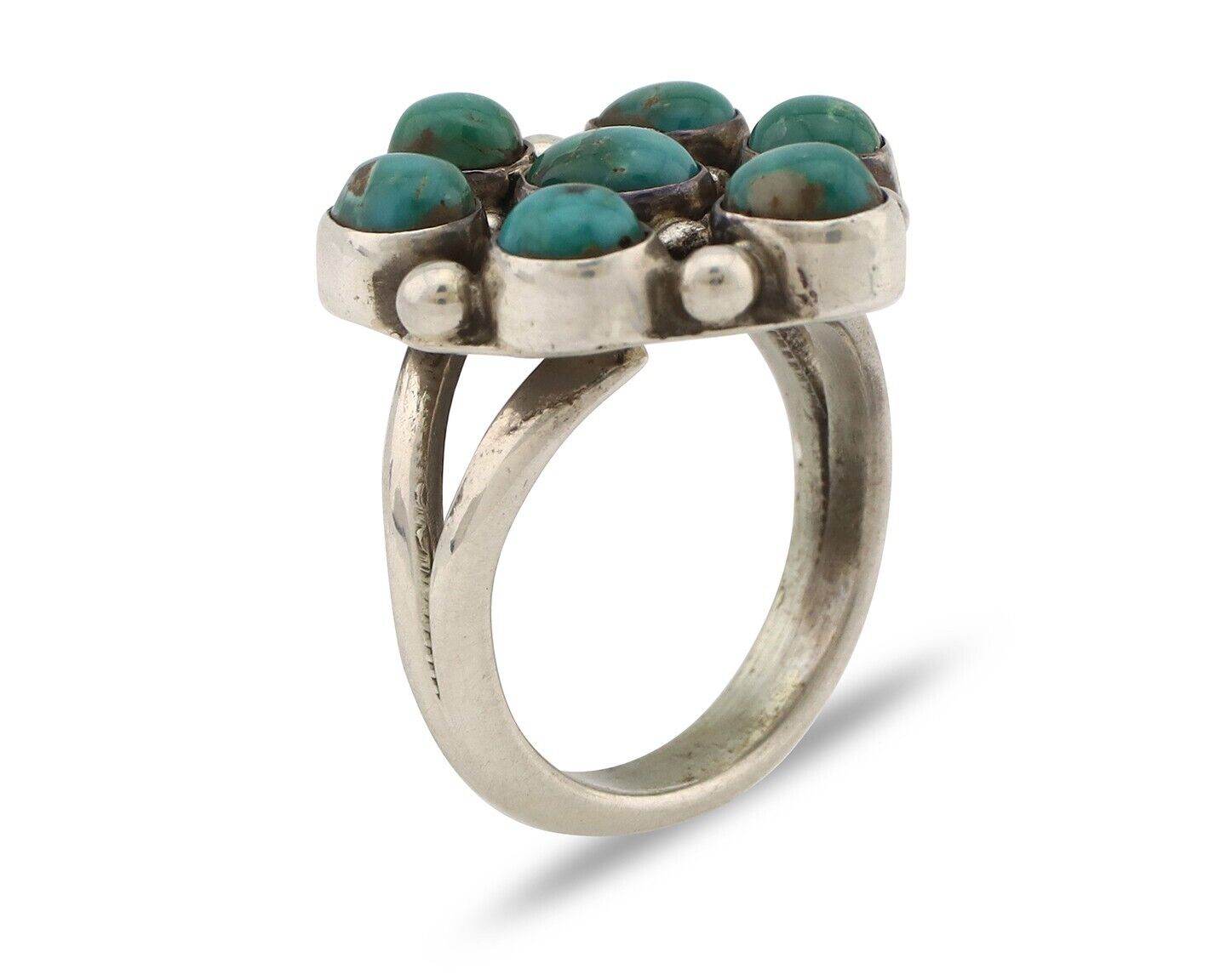 Navajo Ring .925 Silver Natural Blue Turquoise Native American Artist C.80's