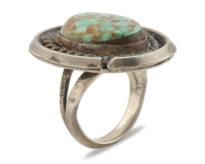 Navajo Ring .925 Silver Spiderweb Turquoise Native American Artist C.1980's