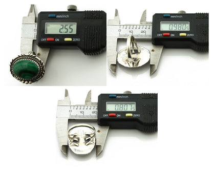 Navajo Ring 925 Silver Natural Green Malachite Signed William Denetdale C.80's