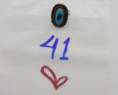 Navajo Ring .925 Silver Sleeping Beauty Turquoise Artist Signed M Montoya C.80's