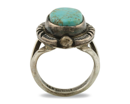 Navajo Ring .925 Silver Blue Turquoise Artist Signed Gecko C.1980's