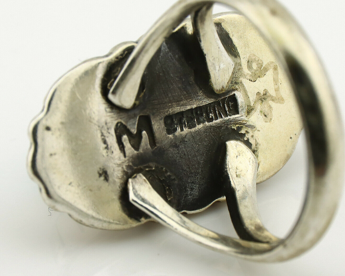 Navajo Ring .925 Silver Arizona Turquoise Signed M Montoya C.80's