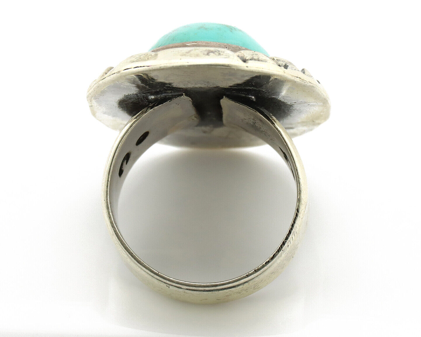 Navajo Ring 925 Silver Turquoise Mountain Artist Signed C Montoya C.80's