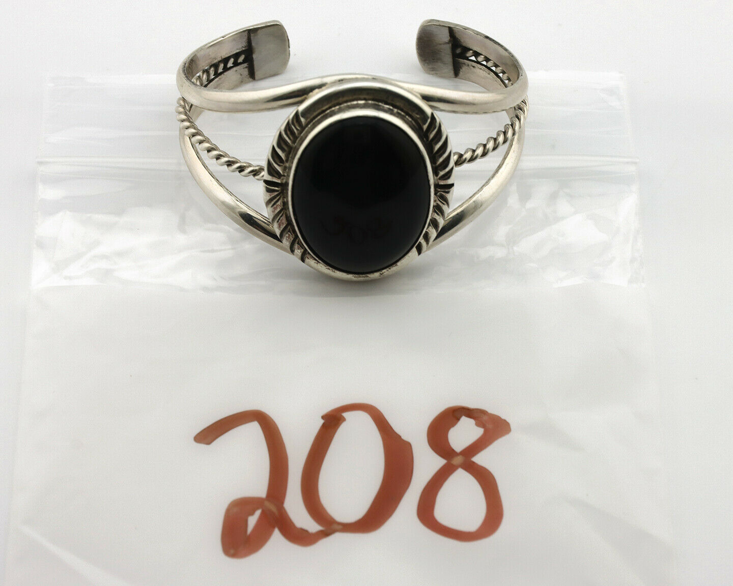 Navajo Bracelet .925 Silver Black Onyx Artist Native American C.90's