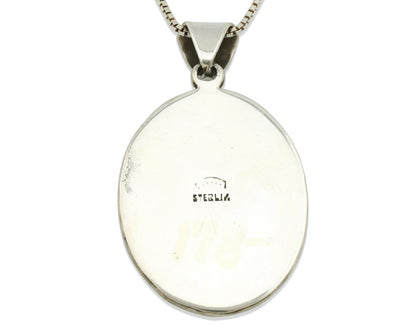 Navajo Handmade Pendant Necklace .925 Silver Artist Signed Sunrise C.80's