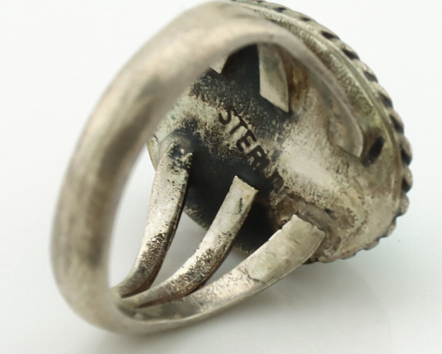 Navajo Ring .925 Silver Natural Blue Turquoise Native American Artist C.1980's