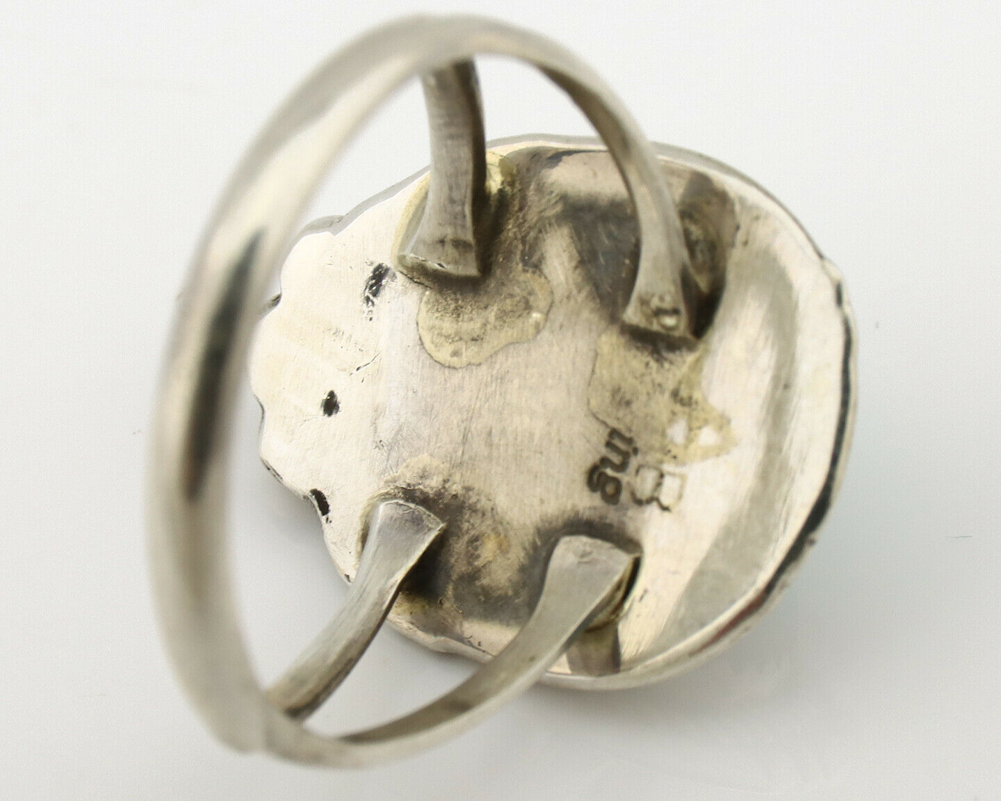Navajo Ring .925 Silver Kingman Turquoise Artist Signed A C.1980's
