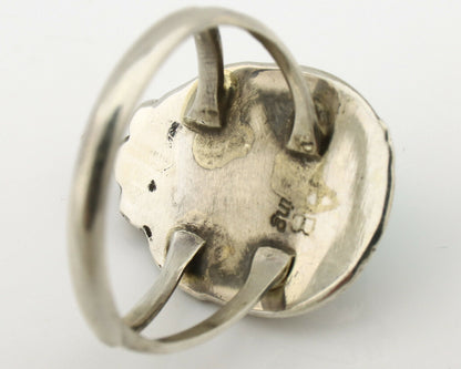 Navajo Ring .925 Silver Kingman Turquoise Artist Signed A C.1980's