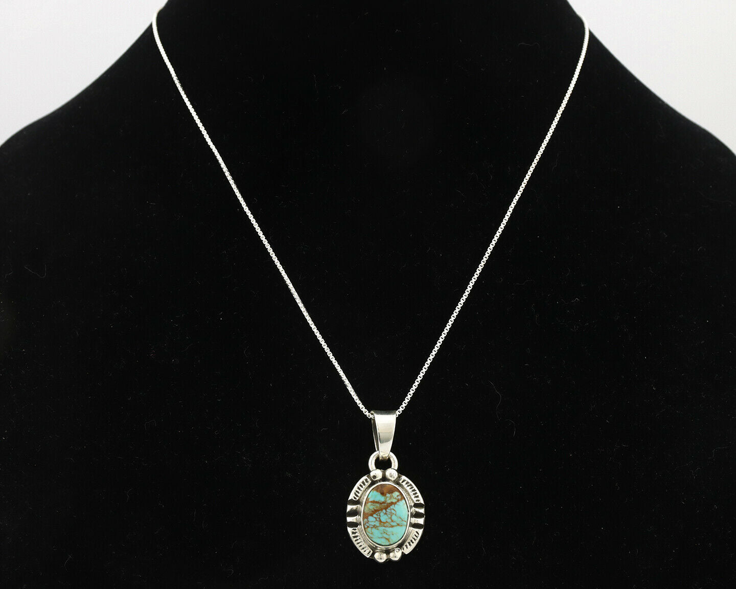 Navajo Pendant .925 Silver Kingman Turquoise Artist Signed Gecko C.80's