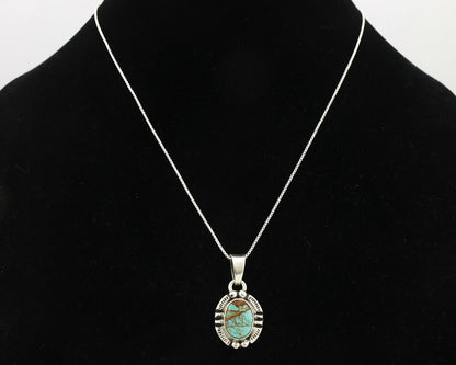 Navajo Pendant .925 Silver Kingman Turquoise Artist Signed Gecko C.80's