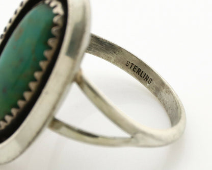 Navajo Ring .925 Silver Kingman Turquoise Native American Artist C.1980's