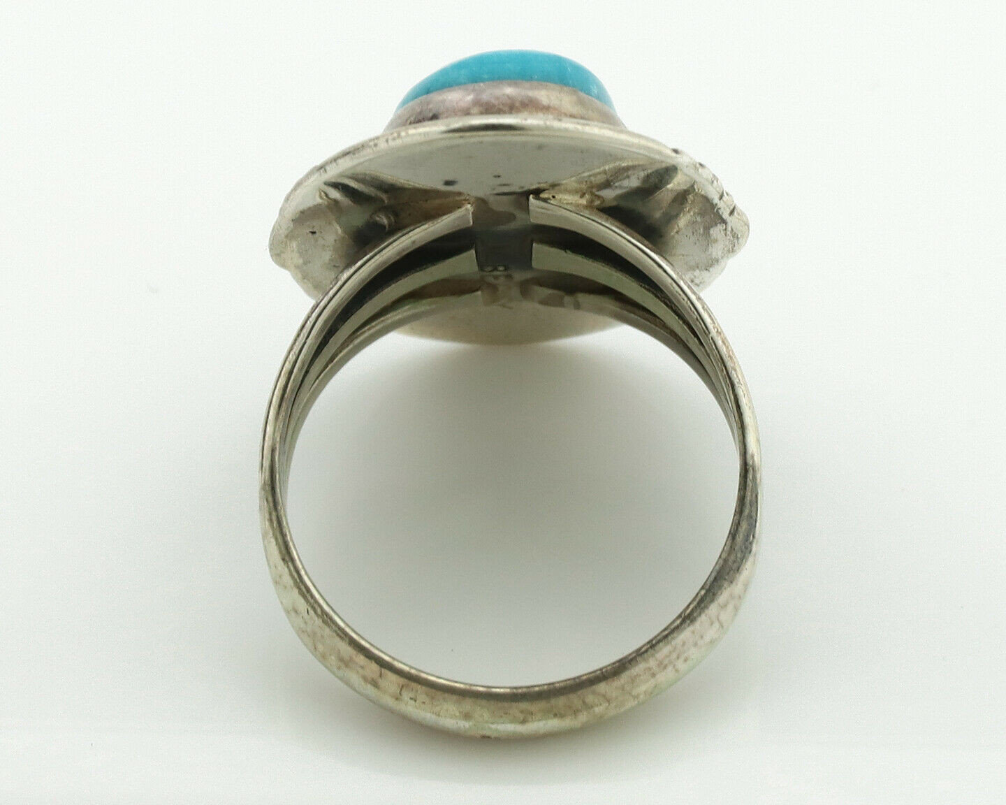 Navajo Ring .925 Silver Turquoise Signed M Begay C.1980's