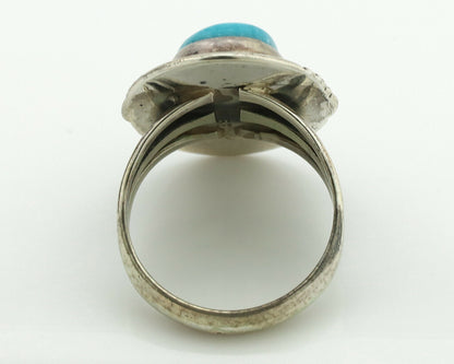 Navajo Ring .925 Silver Turquoise Signed M Begay C.1980's