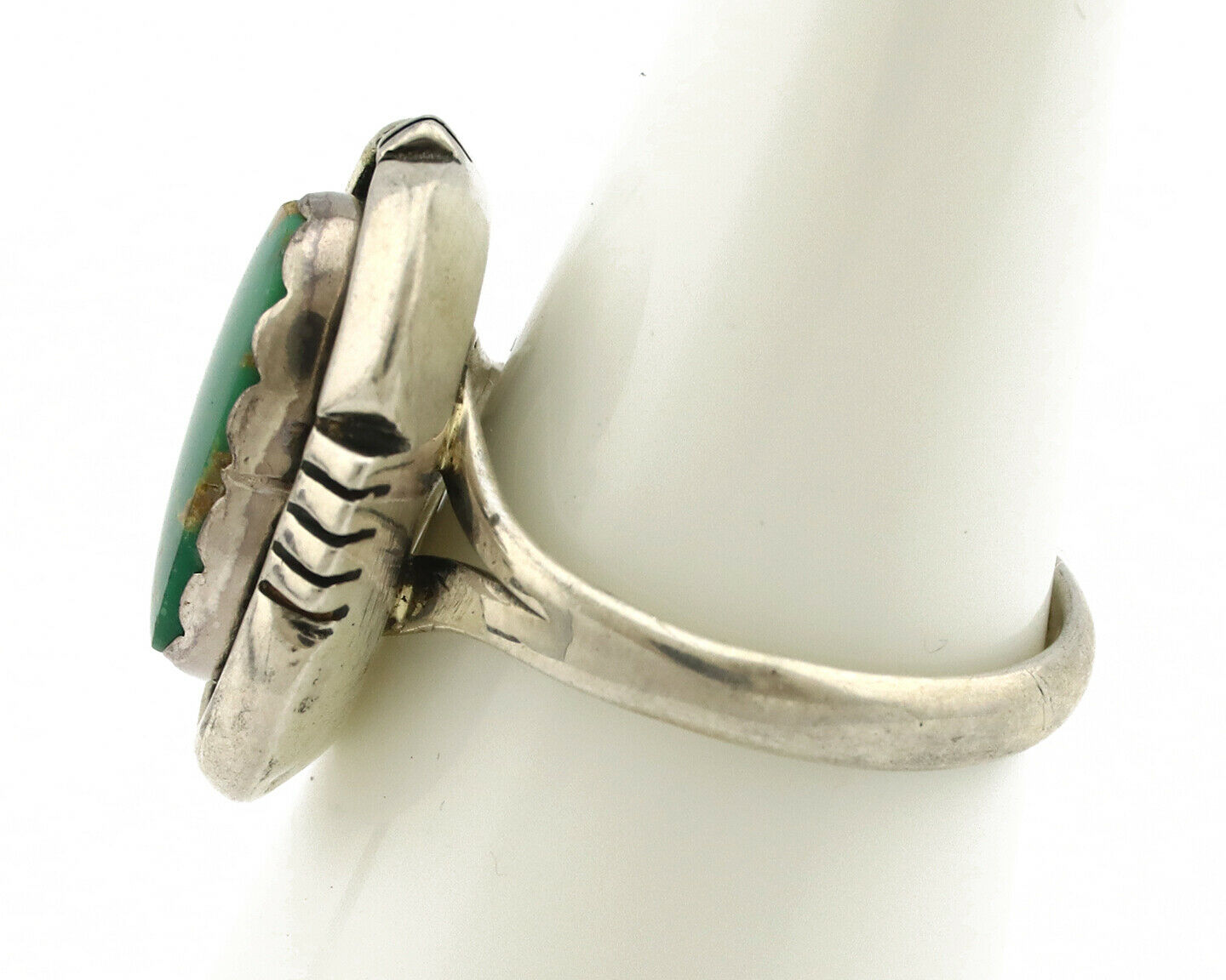 Navajo Ring .925 Silver Kingman Turquoise Handmade Native American Artist C.80's