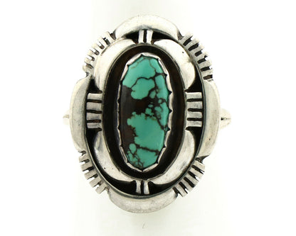 Navajo Ring .925 Silver Spiderweb Turquoise Artist Signed L. M. Nez C80s