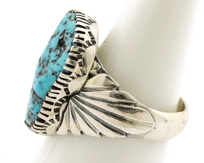 Navajo Ring .925 Silver Sleeping Beauty Turquoise Artist Signed DK C.80's