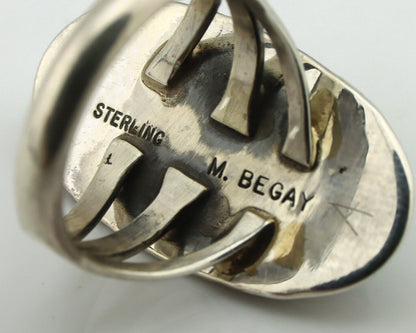 Navajo Ring 925 Silver Southwest Blue Turquoise Artist Signed Begay C.80's