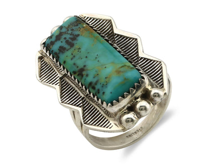 Navajo Ring .925 Silver Natural Aqua Turquoise Signed Apache C.80's