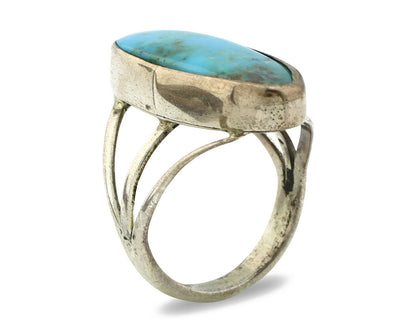 Navajo Ring .925 Silver Nevada Turquoise Native American Artist C.80's